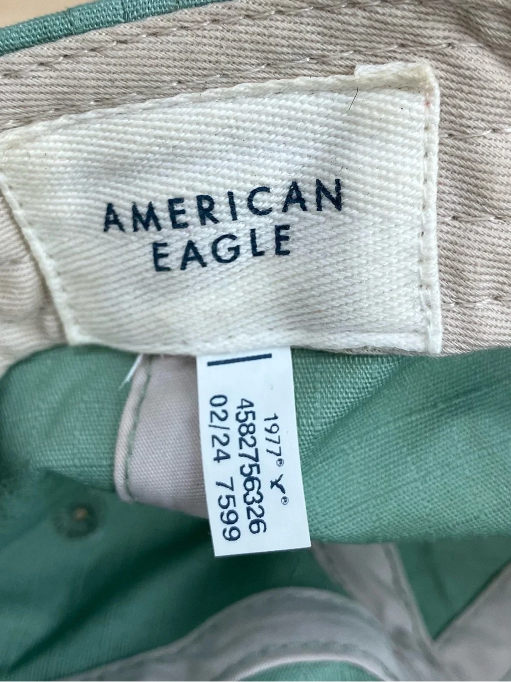 American Eagle Snapback Rope Hat Sage Green Est. 1977 Patch Logo Cap